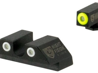 Night Fision GLK001007YGW Tritium Night Sights For Glock  Green Tritium Yellow Outline Front Sight- Green Tritium White Outline Rear Sight Glock 17/17L/19/22