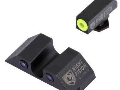 Night Fision GLK001007YGZ Tritium Night Sights For Glock  Green Tritium Yellow Outline Front Sight- Green Tritium Black Outline Rear Sight Glock 17/17L/19/22