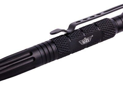 Uzi Accessories UZITACPEN6BK Tactical Pen  Black Aluminum 6″ Features Glass Breaker/Cuff Key