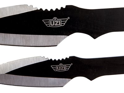 Uzi Accessories UZKTRW002 Throwing Knives  Fixed Spear Point Plain Black Stainless Steel Blade Black Stainless Steel Handle Includes