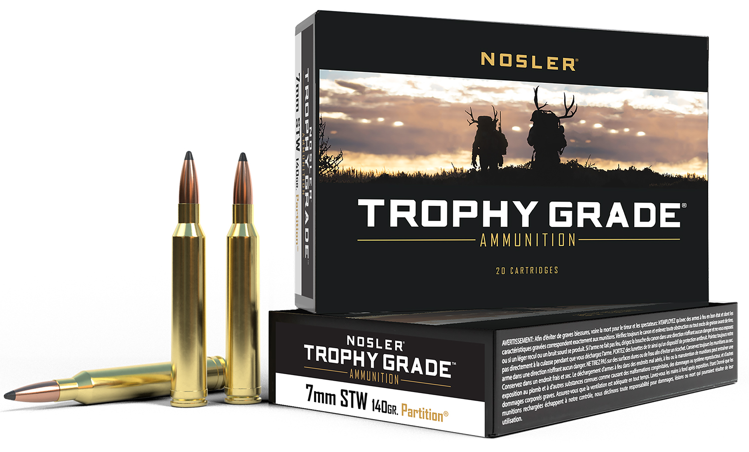 Nosler 60046 Trophy Grade  7mmSTW 140gr Nosler Spitzer Partition 20 Per Box/10 Case