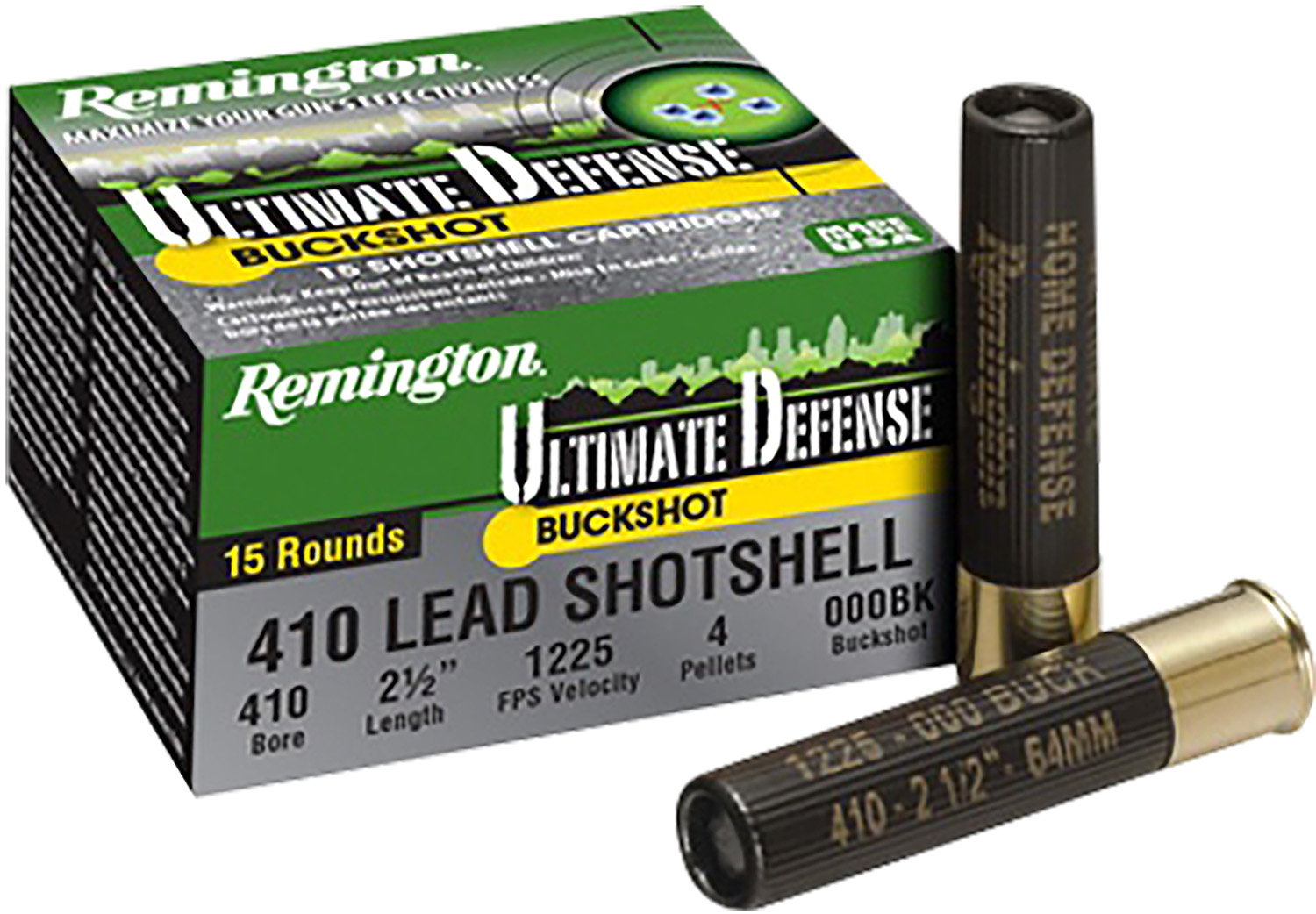 Remington Ammunition 20697 Ultimate Defense Buckshot 410Gauge 2.50″ 000Buck Shot 15 Per Box/10 Case