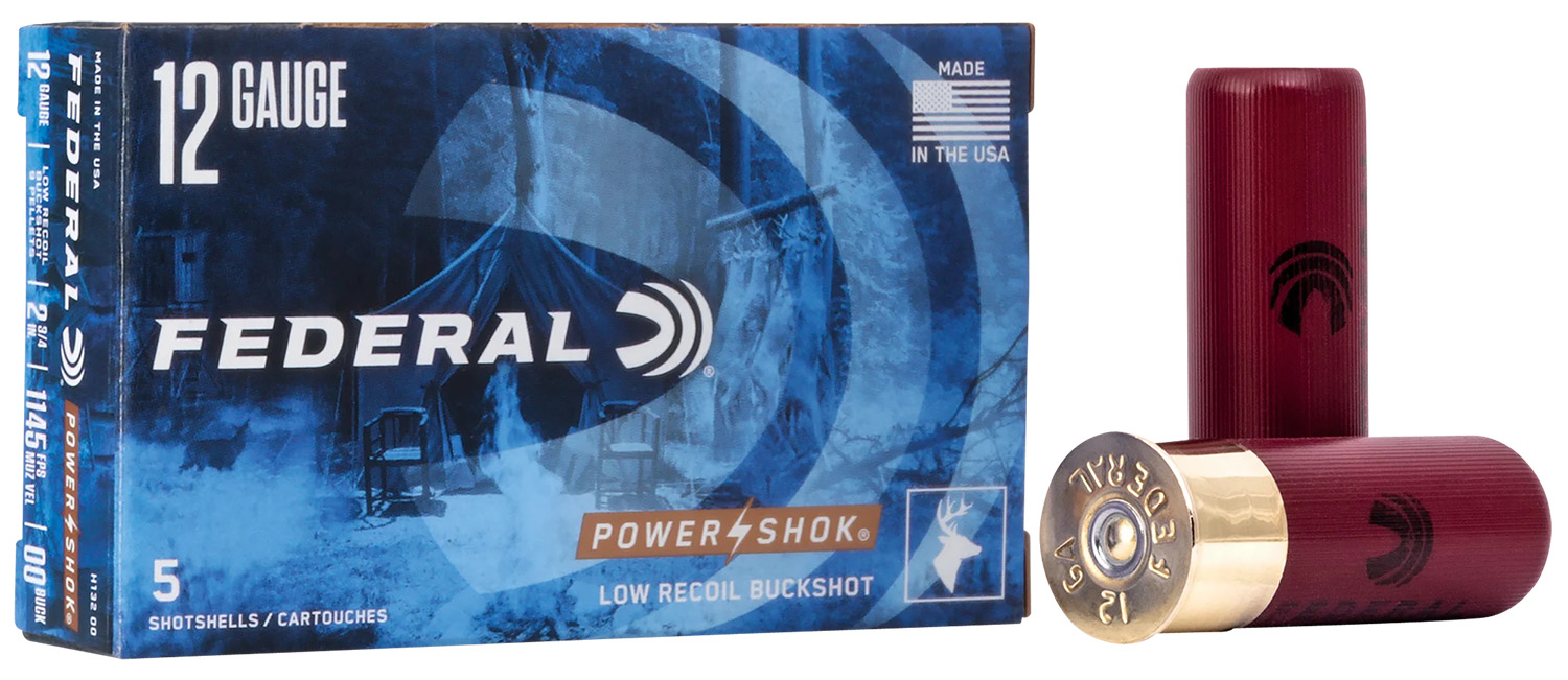 Federal H13200 Power-Shok Low Recoil 12Gauge 2.75″ 9Pellets 1 3/16oz 00BuckShot 5 Per Box/50 Case