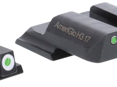AmeriGlo SW145 Classic Tritium Set for Smith & Wesson M&P Shield  Green Tritium White Outline Front Sight-Green Tritium White Outline Rear Sight
