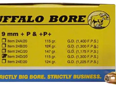 Buffalo Bore Ammunition 24D20 Personal Defense Strictly Business 9mmLuger +P 115gr Jacket Hollow Point 20 Per Box/12 Case
