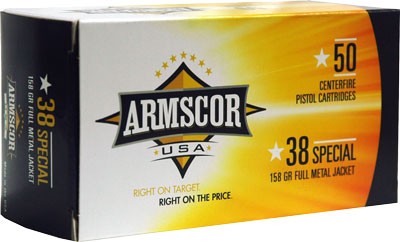 ARMSCOR 38 SPECIAL 158GR FMJ – 50RD 20BX/CS MADE IN USA