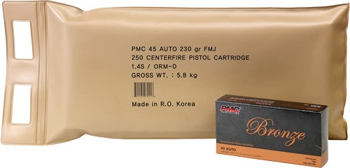 PMC AMMO 45 ACP 230GR FMJ-RN – 250RD BATTLE PACK 3BP/CS