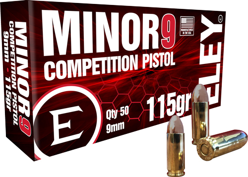 ELEY MINOR 9 COMPETITION 9MM – 115GR FMJ 50RD 20BX/CS