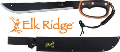 MC ELK RIDGE MACHETE 21.5″ – BLADE W/SHEATH D-HANDLE BLK/SS