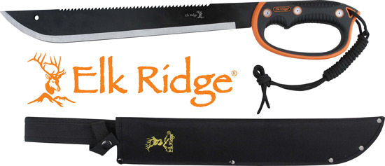MC ELK RIDGE MACHETE 21.5″ – BLADE W/SHEATH D-HANDLE BLK/SS
