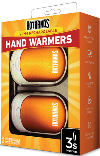 HOTHANDS 2-IN-1 RECHARGEABLE – HAND WARMERS 2 WARMERS 10 HOUR