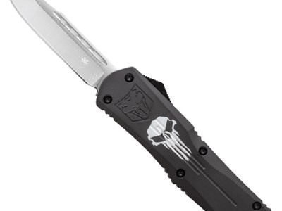 COBRATEC LARGE FS3 OTF BLACK – PUNISHER 3.5″ D2 STEEL DRP PNT