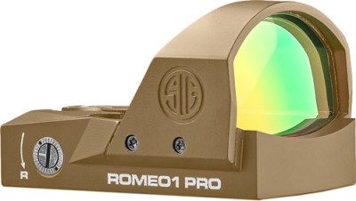 SIG REFLEX SIGHT ROMEO1 PRO – 6MOA DOT 1X30 STEEL SHROUD FDE