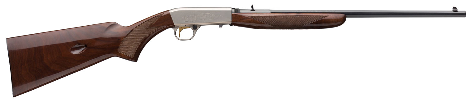 Browning 021023102 SA-22  22 LR 11+1 19.375″ Polished Blued/ 19.30″ Octagon Barrel, Satin Nickel Receiver, Gloss Black Walnut/ Wood Stock, Right Hand