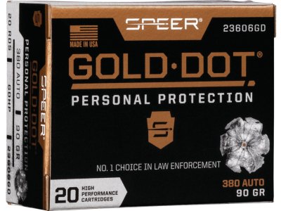 Speer 23606GD Gold Dot Personal Protection 380ACP 90gr Hollow Point 20 Per Box/10 Case