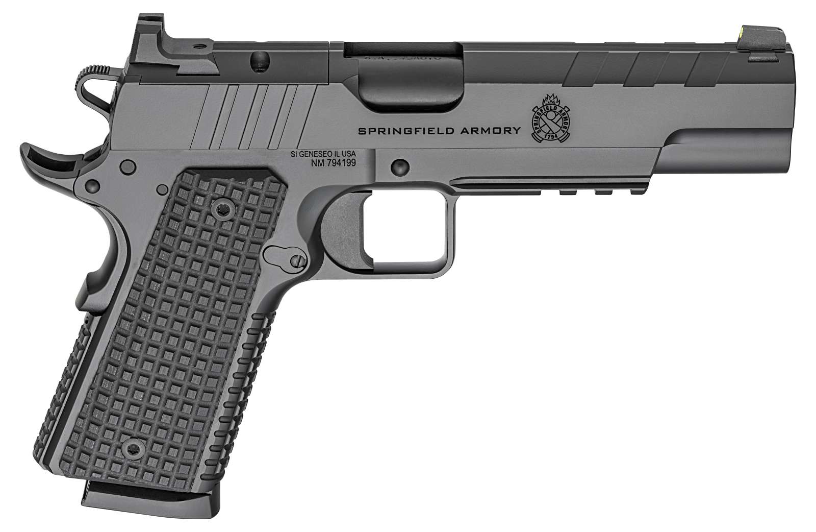 SPRINGFIELD ARMORY EMISSARY BLACK OUT 1911 45ACP 5″ BLK 2-8RD AOS OPTC READY