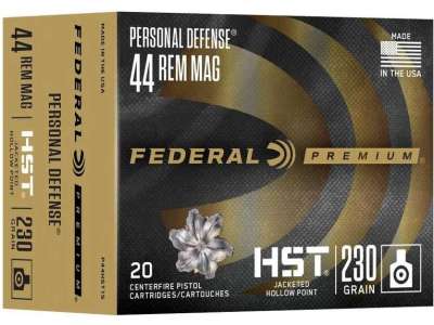 FEDERAL 44 REM MAG “TBD”GR HST JHP PERSONAL DEFENSE 20 RD/BX 10 BX/CS