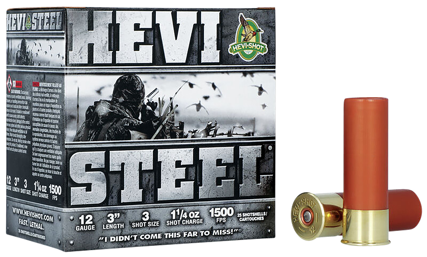 HEVI-Shot HS60003 HEVI-Steel  12Gauge 3″ 1 1/4oz 3Shot 25 Per Box/10 Case