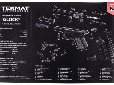 TekMat TEKR17GLOCK4243 Glock 42/43 Cleaning Mat Black/White Rubber 11″x17″ Glock 42/43 Parts Diagram