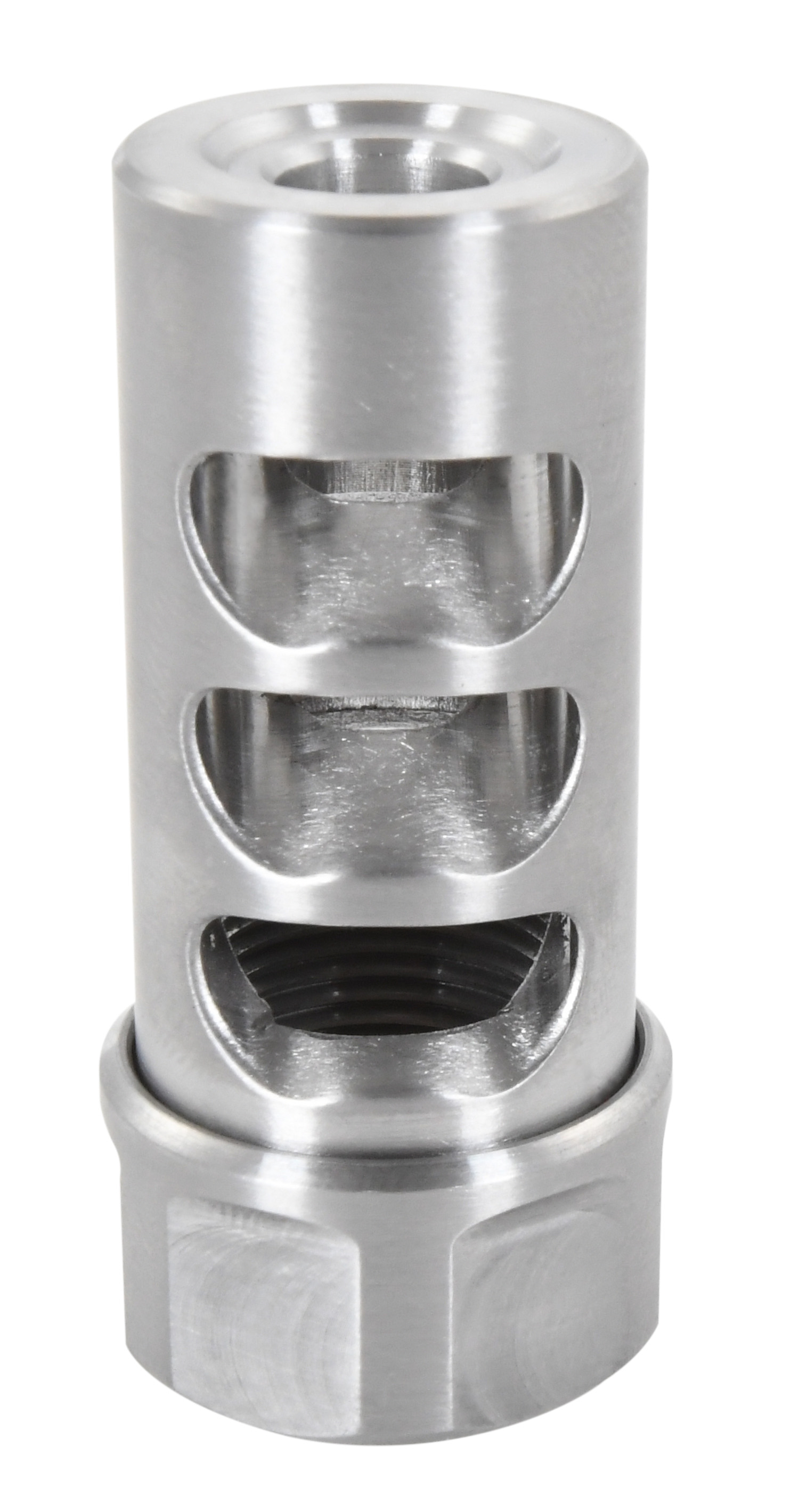 American Precision Arms G2M1230S Gen 2 Micro Bastard Self Timing Brake Stainless Steel with 1/2″-28 tpi Threads, 1.86″ OAL & .750″ Diameter for 30 Cal AR-Platform & Hunting Rifles