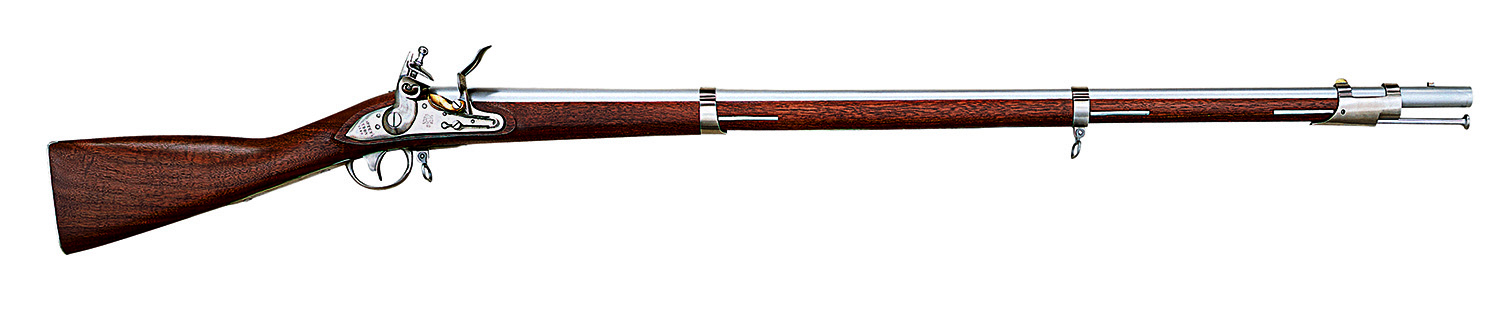 Taylors & Company 210091 1816 Harpers Ferry Pedersoli Flintlock 41.75″ White Steel Round Barrel & Receiver, Fixed Walnut Stock