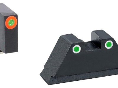 AmeriGlo GL331 Optic Compatible Sight Set for Glock  XL Tall Green Tritium Orange Outline Front Sight-Green Tritium White Outline Rear Sight