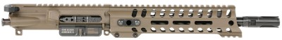 Patriot Ordnance Factory  Minuteman Complete Upper 5.56x45mm NATO 10.50″ Black Nitride Barrel Aluminum Patriot Brown Receiver 9″ M-LOK Handguard Lo Pro DI Gas Block (Mid Length)