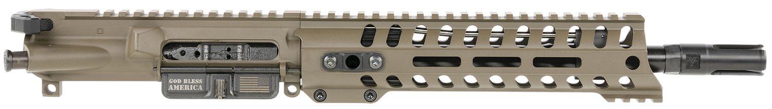 Patriot Ordnance Factory  Minuteman Complete Upper 5.56x45mm NATO 10.50″ Black Nitride Barrel Aluminum Patriot Brown Receiver 9″ M-LOK Handguard Lo Pro DI Gas Block (Mid Length)