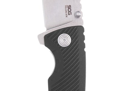 S.O.G SOG11060243 Tellus ATK 3.50″ Folding Clip Point Plain Stonewashed Cryo 440C SS Blade/ Black Textured w/Orange Backspacer GRN Handle Includes Belt Clip