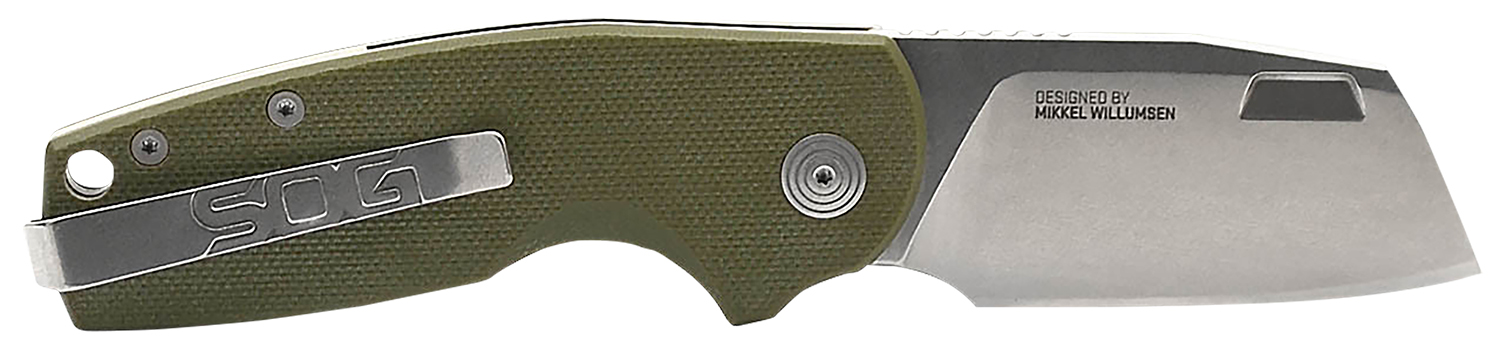 S.O.G SOG16030657 Stout SJ 2.60″ Folding Clip Point Plain Cryo D2 Steel Blade/ Olive Drab Textured G10 Handle Includes Belt Clip, Presentation Box