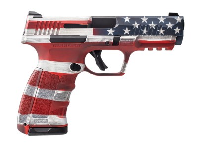 Dickinson LLC RA9US RA9  9mm Luger 17+1 4.25″ Black Steel Barrel, American Flag Cerakote Serrated Aluminum Slide, American Flag Polymer Frame w/Accessory Rail