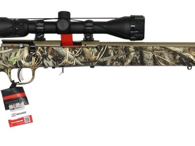 Savage Arms 96867 93 XP 17 HMR 10+1 21″ Coyote Tan Cerakote Button-Rifled Barrel & Drilled & Tapped Steel Receiver, Brush Camouflage Fixed Synthetic Stock, Weaver 3-9x40mm