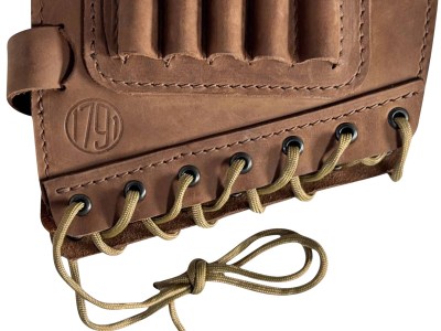 1791 Gunleather HNTBAMRBRWR Butt Cuff Ammo Holder Hunt Brown Leather Capacity 5 Shells “Creep Stop” Strap Mount