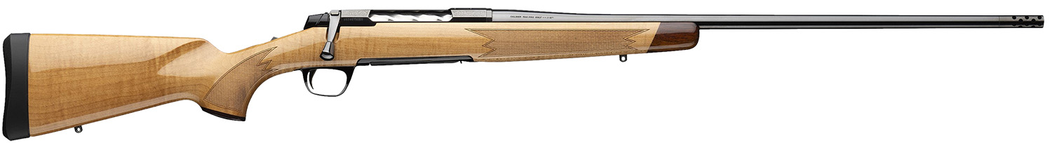 Browning 036080294 X-Bolt 2 Medallion 6.5 PRC 3+1 24″ Blue Polished Threaded Barrel & Drilled & Tapped Carbon Steel Receiver, Fixed Gloss AAAA Maple Wood Stock, Radial Muzzle Brake