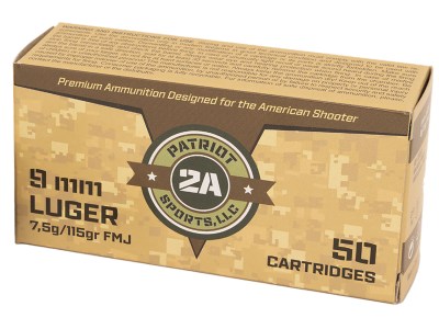 PATRIOT SPORTS LLC P9MM115FThe Patriot Defense Ammunition 9mm Luger ammunition with a 115 Grain Full Metal Jacket Projectile & Brass Case.