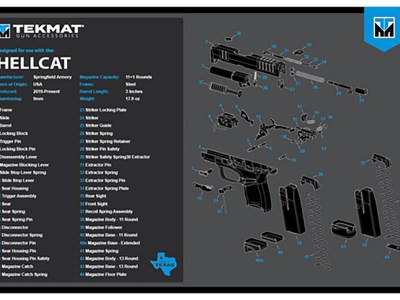 TekMat TEKR17HELLCATBLU Springfield Armory Hellcat Cleaning Mat Black/Blue/White Rubber 11″x17″ Springfield Hellcat Parts Diagram