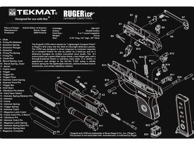 TekMat TEKR17RUGERLCP Ruger LCP Cleaning Mat Black/White Rubber 11″x17″ Ruger LCP Parts Diagram