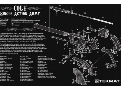 TekMat TEKR17SAA  Cleaning Mat Black/White Rubber 11″x17″ Colt Revolver Army Parts Diagram