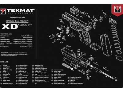 TekMat TEKR17XDMOD2 Springfield Armory XD MOD 2 Cleaning Mat Black/White Rubber 11″x17″ Springfield Armory XD MOD 2 Parts Diagram