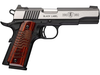 Browning 051122492 1911 Black Label Medallion Pro 250 Full Size 380 ACP 10+1 4.25″ Matte Stainless Barrel, Blackened w/Silver Polished Flats Stainless Steel Serrated Slide, Matte Black Polymer Frame w