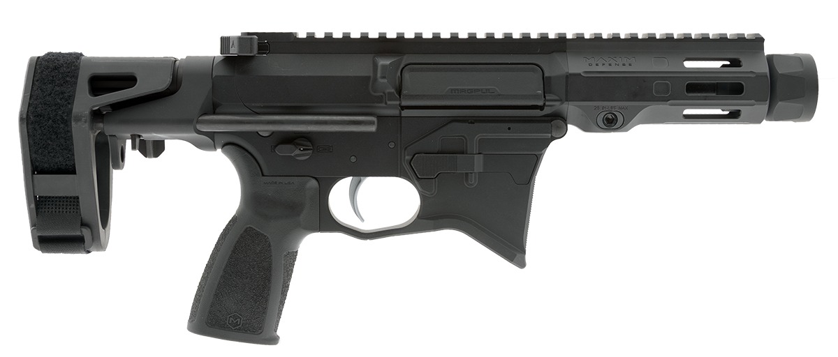 Maxim Defense  MD9 K SCW 9mm Luger 4.50″ Black Nitride Threaded Barrel, Arid Brown Anodized Aluminum Receiver w/Picatinny Rail, Arid Black Maxim SCW Pistol Brace, Arid Brown Polymer Grip