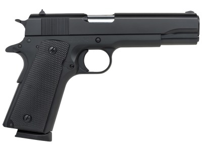 Tisas Arms 10100519 1911 A1 Service 9mm Luger 7+1 5″ Stainless Steel Barrel, Black Cerakote Carbon Steel Serrated Slide & Frame w/Beavertail, Black Rubber Grip