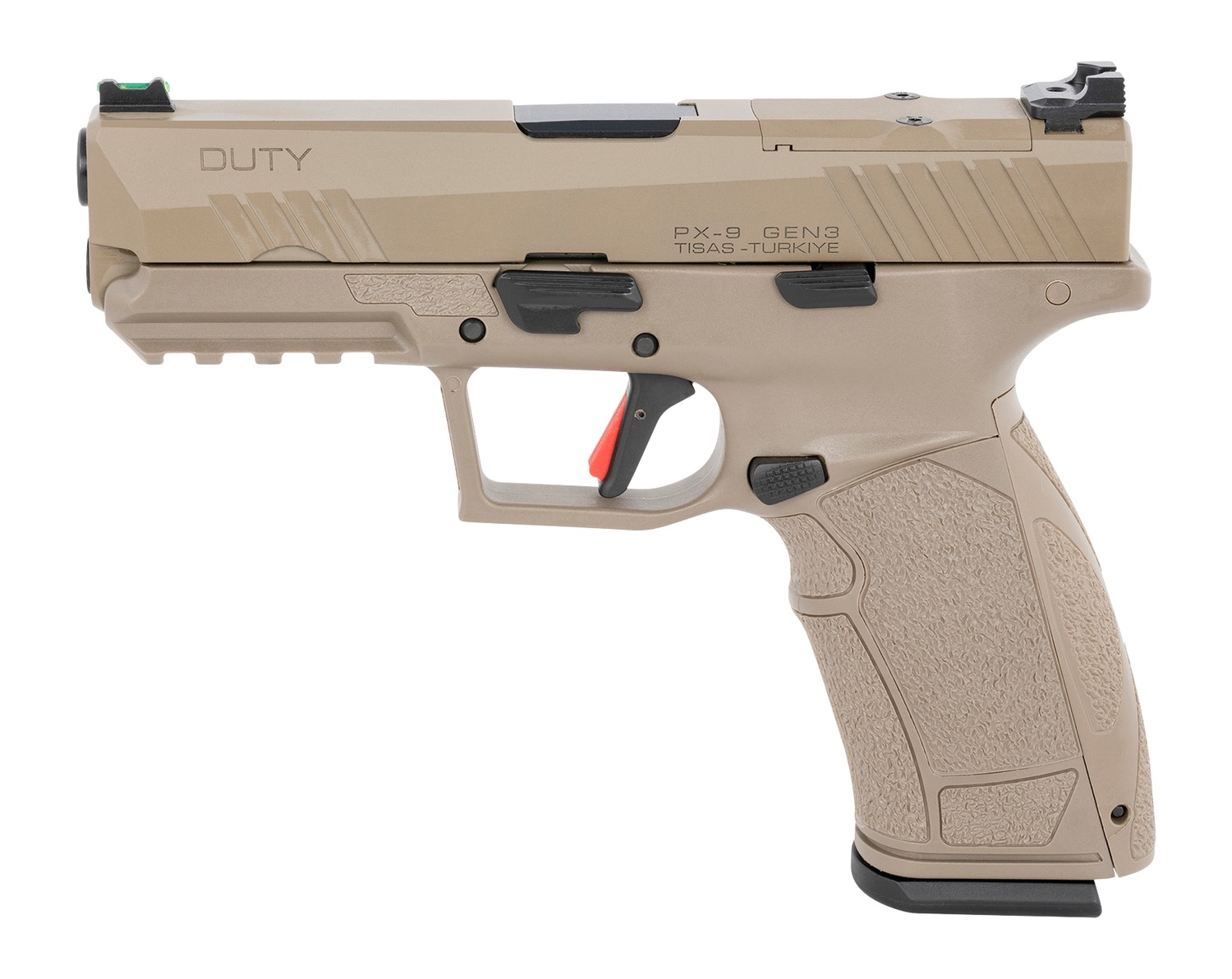 Tisas Arms 15000105 PX-9 Gen3 Duty 9mm Luger 20+1 4.12″ Flat Dark Earth Carbon Steel Optic Ready/Serrated Slide, Flat Dark Earth Polymer Frame w/Picatinny Rail, Rubber Grip, RMR Footprint