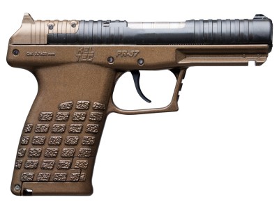 Kel-Tec PR57BBRZ PR-5.7  Compact Frame 5.7x28mm 20+1 4″ Stainless Steel Rotary Barrel, Black Optic Ready/Serrated Slide, Burnt Bronze Frame & Textured Grip