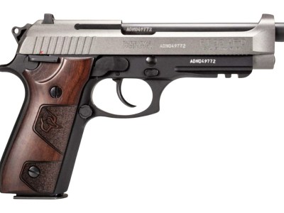 Taurus 1-92015C1-HW2 PT92  9mm Luger 17+1 5″ Black Barrel, Tungsten Gray Cerakote Steel Serrated Slide, Black Cerakote Steel Frame w/Beavertail & Picatinny Rail, Altamont Wood Grip