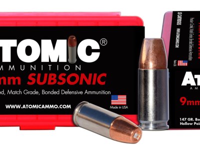 Atomic Ammunition 00438 Pistol Subsonic 9mmLuger 147gr Bonded Match Hollow Point 50 Per Box/10 Case