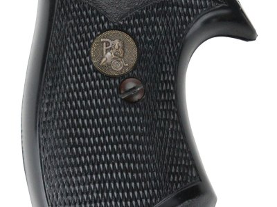 Pachmayr 03147 Compact Grip Checkered Black Rubber with Finger Grooves for Small Rossi Revolvers
