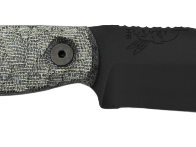 HALF FACE BLADES CROW SCALPER 4″ BLADE, 8.3″OA, S45VN STEEL, ARMORY BLK, GRAY MICARTA GRIP