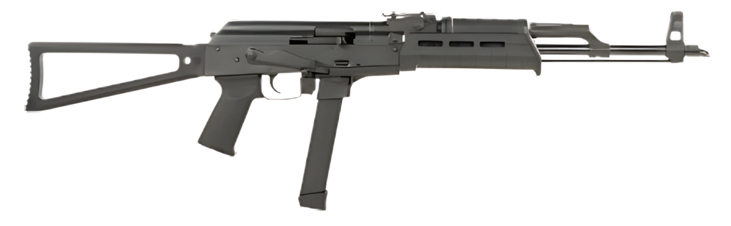 CENTURY ARMS WASR MC10 9MM RIFLE 17.5″ BLACK, TRIANGLE STOCK, 1-33RD GLOCK MAG