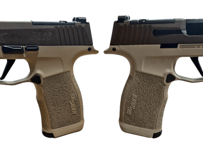 SIG SAUER P365X TWO TONE TAN 9MM PSTL 3.1″ BBL 2-12RD MAGS, OPTC PLTE COVER